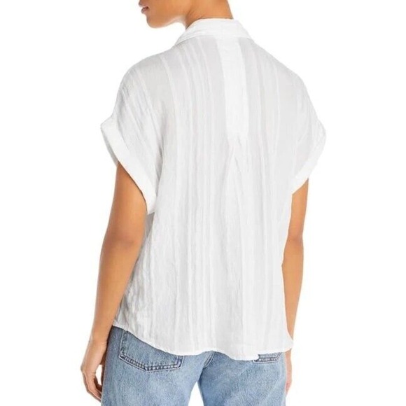 BELLA DAHL Pintucked Shirt White Button Up Short Sleeve MINT - Picture 2 of 14